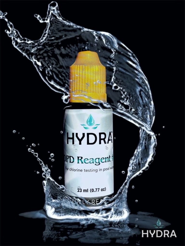 Hydra pool water testing reagent for chlorine measurement